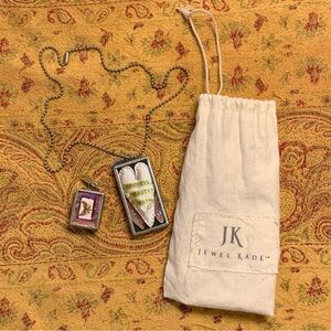 Jewel Kade 2 Silver Pendants, 17 in 1 mm Ball Chain with Jewel Kade Bag